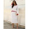 image:imageANRABESS 2 Piece Skirts Sets For Women Fall Fashion 2025 Striped Sweater Midi Dress Knit Lounge Travel Outfits Winter ClothesWhite Grey Red