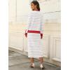 image:imageANRABESS 2 Piece Skirts Sets For Women Fall Fashion 2025 Striped Sweater Midi Dress Knit Lounge Travel Outfits Winter ClothesWhite Grey Red