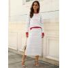 image:imageANRABESS 2 Piece Skirts Sets For Women Fall Fashion 2025 Striped Sweater Midi Dress Knit Lounge Travel Outfits Winter ClothesWhite Grey Red