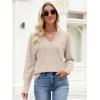 image:imageANRABESS Lightweight Sweaters for Women Long Sleeve V Neck Shirts Business Casual Work Blouses 2025 Fall Knit Pullover TopsAlmond