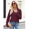 image:imageANRABESS Lightweight Sweaters for Women Long Sleeve V Neck Shirts Business Casual Work Blouses 2025 Fall Knit Pullover TopsBurgund