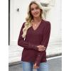 image:imageANRABESS Lightweight Sweaters for Women Long Sleeve V Neck Shirts Business Casual Work Blouses 2025 Fall Knit Pullover TopsBurgund