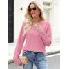 image:imageANRABESS Lightweight Sweaters for Women Long Sleeve V Neck Shirts Business Casual Work Blouses 2025 Fall Knit Pullover TopsCoral Pink