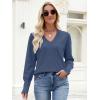 image:imageANRABESS Lightweight Sweaters for Women Long Sleeve V Neck Shirts Business Casual Work Blouses 2025 Fall Knit Pullover TopsDeep Blue