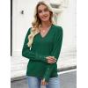 image:imageANRABESS Lightweight Sweaters for Women Long Sleeve V Neck Shirts Business Casual Work Blouses 2025 Fall Knit Pullover TopsForest Green