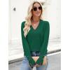 image:imageANRABESS Lightweight Sweaters for Women Long Sleeve V Neck Shirts Business Casual Work Blouses 2025 Fall Knit Pullover TopsForest Green