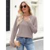 image:imageANRABESS Lightweight Sweaters for Women Long Sleeve V Neck Shirts Business Casual Work Blouses 2025 Fall Knit Pullover TopsGrey Khaki