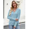 image:imageANRABESS Lightweight Sweaters for Women Long Sleeve V Neck Shirts Business Casual Work Blouses 2025 Fall Knit Pullover TopsLight Blue