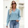 image:imageANRABESS Lightweight Sweaters for Women Long Sleeve V Neck Shirts Business Casual Work Blouses 2025 Fall Knit Pullover TopsLight Blue