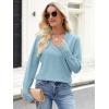 image:imageANRABESS Lightweight Sweaters for Women Long Sleeve V Neck Shirts Business Casual Work Blouses 2025 Fall Knit Pullover TopsLight Blue