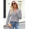 image:imageANRABESS Lightweight Sweaters for Women Long Sleeve V Neck Shirts Business Casual Work Blouses 2025 Fall Knit Pullover TopsLight Gray