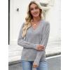 image:imageANRABESS Lightweight Sweaters for Women Long Sleeve V Neck Shirts Business Casual Work Blouses 2025 Fall Knit Pullover TopsLight Gray