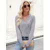 image:imageANRABESS Lightweight Sweaters for Women Long Sleeve V Neck Shirts Business Casual Work Blouses 2025 Fall Knit Pullover TopsLight Gray