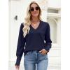 image:imageANRABESS Lightweight Sweaters for Women Long Sleeve V Neck Shirts Business Casual Work Blouses 2025 Fall Knit Pullover TopsNavy Blue