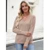 image:imageANRABESS Lightweight Sweaters for Women Long Sleeve V Neck Shirts Business Casual Work Blouses 2025 Fall Knit Pullover TopsTan