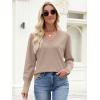 image:imageANRABESS Lightweight Sweaters for Women Long Sleeve V Neck Shirts Business Casual Work Blouses 2025 Fall Knit Pullover TopsTan