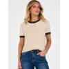 image:imageANRABESS Short Sleeve Sweater for Women Lightweight Crewneck Wool Blend Sweaters Tops Spring Summer Business Casual OutfitsBlackbeige