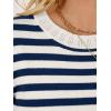 image:imageANRABESS Short Sleeve Sweater for Women Lightweight Crewneck Wool Blend Sweaters Tops Spring Summer Business Casual OutfitsBlue White Stripe
