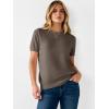 image:imageANRABESS Short Sleeve Sweater for Women Lightweight Crewneck Wool Blend Sweaters Tops Spring Summer Business Casual OutfitsCoffee