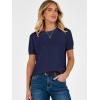 image:imageANRABESS Short Sleeve Sweater for Women Lightweight Crewneck Wool Blend Sweaters Tops Spring Summer Business Casual OutfitsNavy Blue