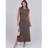 image:imageANRABESS Summer Dress for Women 2026 Maxi Sundresses Casual Cap Sleeve Crew Neck Loose Split Beach Travel Vacation OutfitsCoffee