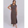 image:imageANRABESS Summer Dress for Women 2026 Maxi Sundresses Casual Cap Sleeve Crew Neck Loose Split Beach Travel Vacation OutfitsCoffee