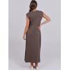 image:imageANRABESS Summer Dress for Women 2026 Maxi Sundresses Casual Cap Sleeve Crew Neck Loose Split Beach Travel Vacation OutfitsCoffee