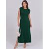 image:imageANRABESS Summer Dress for Women 2026 Maxi Sundresses Casual Cap Sleeve Crew Neck Loose Split Beach Travel Vacation OutfitsDeep Green