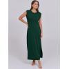image:imageANRABESS Summer Dress for Women 2026 Maxi Sundresses Casual Cap Sleeve Crew Neck Loose Split Beach Travel Vacation OutfitsDeep Green