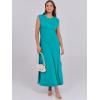 image:imageANRABESS Summer Dress for Women 2026 Maxi Sundresses Casual Cap Sleeve Crew Neck Loose Split Beach Travel Vacation OutfitsLake Blue