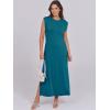 image:imageANRABESS Summer Dress for Women 2026 Maxi Sundresses Casual Cap Sleeve Crew Neck Loose Split Beach Travel Vacation OutfitsLake Green