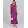 image:imageANRABESS Summer Dress for Women 2026 Maxi Sundresses Casual Cap Sleeve Crew Neck Loose Split Beach Travel Vacation OutfitsPurple Red