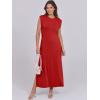 image:imageANRABESS Summer Dress for Women 2026 Maxi Sundresses Casual Cap Sleeve Crew Neck Loose Split Beach Travel Vacation OutfitsRed