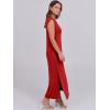 image:imageANRABESS Summer Dress for Women 2026 Maxi Sundresses Casual Cap Sleeve Crew Neck Loose Split Beach Travel Vacation OutfitsRed