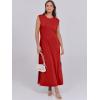 image:imageANRABESS Summer Dress for Women 2026 Maxi Sundresses Casual Cap Sleeve Crew Neck Loose Split Beach Travel Vacation OutfitsRed