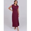 image:imageANRABESS Summer Dress for Women 2026 Maxi Sundresses Casual Cap Sleeve Crew Neck Loose Split Beach Travel Vacation OutfitsWine Red