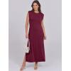 image:imageANRABESS Summer Dress for Women 2026 Maxi Sundresses Casual Cap Sleeve Crew Neck Loose Split Beach Travel Vacation OutfitsWine Red