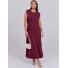 image:imageANRABESS Summer Dress for Women 2026 Maxi Sundresses Casual Cap Sleeve Crew Neck Loose Split Beach Travel Vacation OutfitsWine Red
