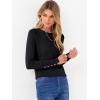 image:imageANRABESS Sweaters for Women Long Sleeve Crewneck Fitted Business Casual Pullover Tops 2025 Fall Outfits with Button CuffBlack
