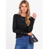 image:imageANRABESS Sweaters for Women Long Sleeve Crewneck Fitted Business Casual Pullover Tops 2025 Fall Outfits with Button CuffBlack