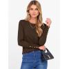 image:imageANRABESS Sweaters for Women Long Sleeve Crewneck Fitted Business Casual Pullover Tops 2025 Fall Outfits with Button CuffCoffee