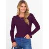 image:imageANRABESS Sweaters for Women Long Sleeve Crewneck Fitted Business Casual Pullover Tops 2025 Fall Outfits with Button CuffDark Purple