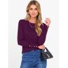 image:imageANRABESS Sweaters for Women Long Sleeve Crewneck Fitted Business Casual Pullover Tops 2025 Fall Outfits with Button CuffDark Purple