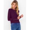 image:imageANRABESS Sweaters for Women Long Sleeve Crewneck Fitted Business Casual Pullover Tops 2025 Fall Outfits with Button CuffDark Purple