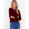 image:imageANRABESS Sweaters for Women Long Sleeve Crewneck Fitted Business Casual Pullover Tops 2025 Fall Outfits with Button CuffDeep Red