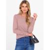 image:imageANRABESS Sweaters for Women Long Sleeve Crewneck Fitted Business Casual Pullover Tops 2025 Fall Outfits with Button CuffPink