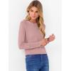 image:imageANRABESS Sweaters for Women Long Sleeve Crewneck Fitted Business Casual Pullover Tops 2025 Fall Outfits with Button CuffPink