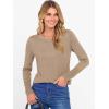 image:imageANRABESS Sweaters for Women Long Sleeve Crewneck Fitted Business Casual Pullover Tops 2025 Fall Outfits with Button CuffTan