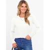 image:imageANRABESS Sweaters for Women Long Sleeve Crewneck Fitted Business Casual Pullover Tops 2025 Fall Outfits with Button CuffWhite