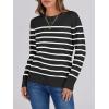 image:imageANRABESS Sweaters for Women Long Sleeve Lightweight Crewneck Soft Basic Knit Loose Fit Pullover Top 2025 Fall Trendy OutfitsBlack White